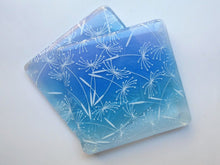 Load image into Gallery viewer, Eva Glass Design Blue and white dandelion clocks fused glass coaster (EGD  CCB)