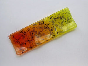 Eva Glass Design Orange and yellow dandelion fused glass tea light holder (EGD