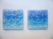 Load image into Gallery viewer, Eva Glass Design Blue and white dandelion clocks fused glass coaster (EGD  CCB)