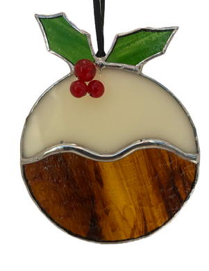 Liz Browning Glass Creations Stained glass Christmas pudding