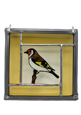 Liz Dart Stained Glass goldfinch panel 
