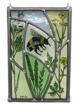 Load image into Gallery viewer, Liz Dart Stained Glass bee panel