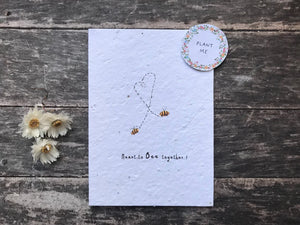 Erika’s Whimsical art “Meant to bee together” plantable flower seed  Valentines greetings card
