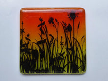 Load image into Gallery viewer, Eva Glass Design Orange and yellow flower meadow fused glass coaster (EGD  CBF)