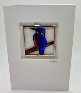 Liz Dart Stained Glass kingfisher stained glass greetings card Stroud