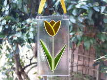 Load image into Gallery viewer, Eva Glass Design yellow tulip fused glass sun catcher (EGD TUY)