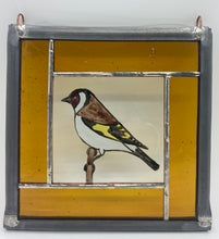 Load image into Gallery viewer, Liz Dart Stained Glass goldfinch panel  (LD)