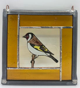 Liz Dart Stained Glass goldfinch panel  (LD)