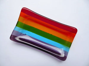 Eva Glass Design Rainbow fused glass soap dish (EGD SDR)