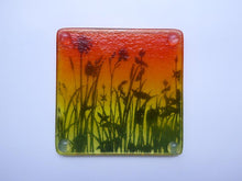 Load image into Gallery viewer, Eva Glass Design Orange and yellow flower meadow fused glass coaster (EGD  CBF)
