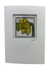 Load image into Gallery viewer, Liz Dart Stained Glass daffodil stained glass greetings card 