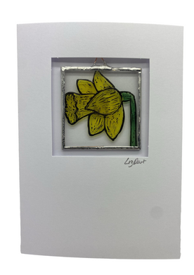 Liz Dart Stained Glass daffodil stained glass greetings card 