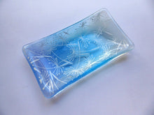 Load image into Gallery viewer, Eva Glass Design Blue and white dandelion clocks fused glass soap dish (EGD