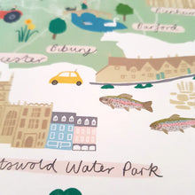 Load image into Gallery viewer, Stephanie Cole Design Cotswolds Map A3 print