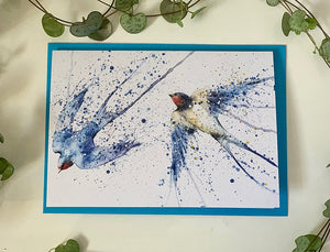 Amy Primarolo Art Soaring swallows greetings card (AMY)