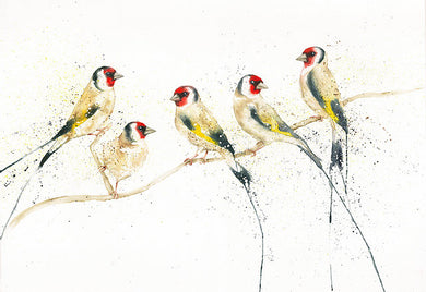 Amy Primarolo Art Goldfinches greetings card