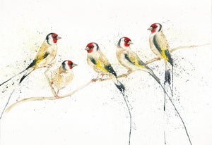 Amy Primarolo Art Goldfinches greetings card