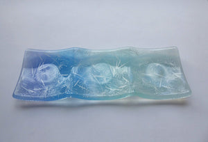 Eva Glass Design Blue and white dandelion clocks fused glass tea light holder (EGD