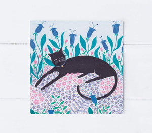 Sian Summerhayes "Cat with flowers" greetings card 