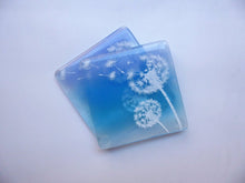 Load image into Gallery viewer, Eva Glass Design Blue and white dandelion fused glass coaster (EGD  CBD)