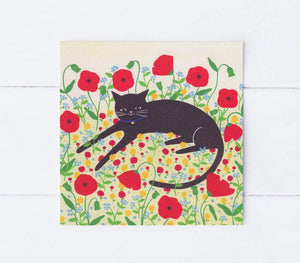 Sian Summerhayes "Cat with poppies" greetings card