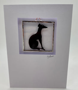 Liz Dart Stained Glass Whippet stained glass greetings card  (LD)