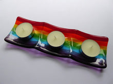 Load image into Gallery viewer, Eva Glass Design Rainbow fused glass tea light holder (EGD