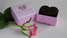 Load image into Gallery viewer, Flowers and Thorn Ecuadorian dark chocolate with rose oil hearts (FANDT)