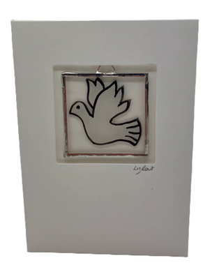 Liz Dart Stained Glass dove stained glass greetings card