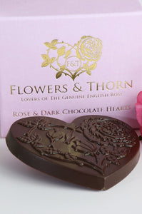 Flowers and Thorn Persian rose essence with almonds in dark Ecuadorian chocolate bark (FANDT)