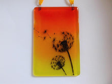 Load image into Gallery viewer, Eva Glass Design Orange and yellow dandelion fused glass suncatcher (EGD DDSC)