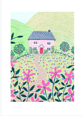 Sian Summerhayes “Pink cottage“ art print