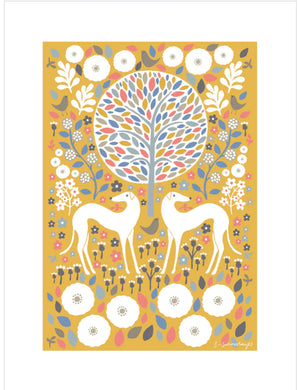 Sian Summerhayes “Mustard Greyhounds “ art print