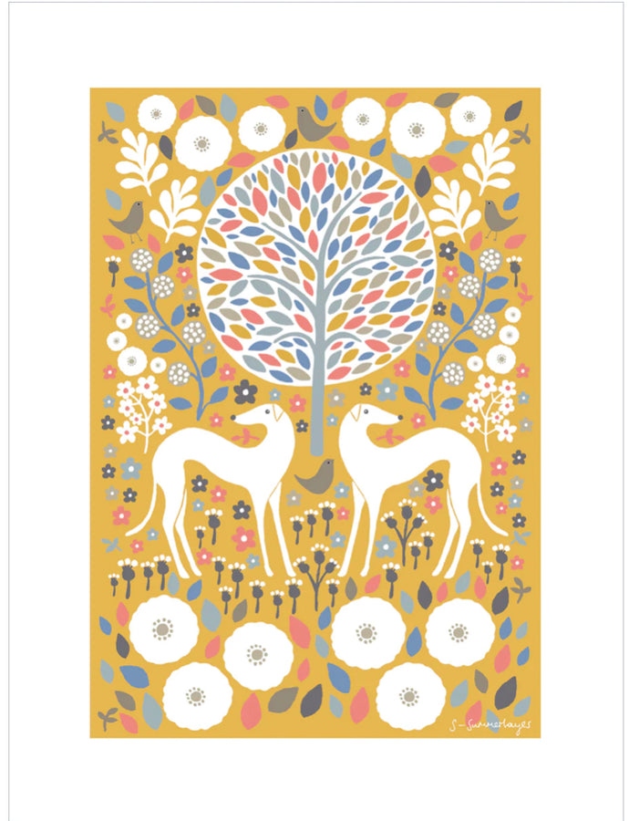 Sian Summerhayes “Mustard Greyhounds “ art print