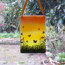 Load image into Gallery viewer, EvaGlass Design Orange and yellow butterfly meadow fused glass suncatcher (EGD BFSC)