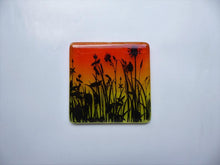 Load image into Gallery viewer, Eva Glass Design Orange and yellow flower meadow fused glass coaster 