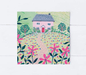 Sian Summerhayes "Pink cottage" greetings card
