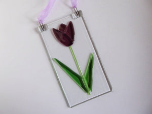 Eva Glass Design purple tulip fused glass sun catcher (EGD TUP)