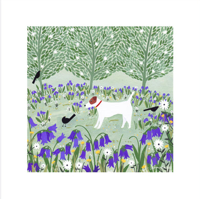 Sian Summerhayes “Jack Russel among bluebells ” art print