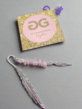 Load image into Gallery viewer, Rose Quartz and Tibetan silver feather bookmark by JENNY 10