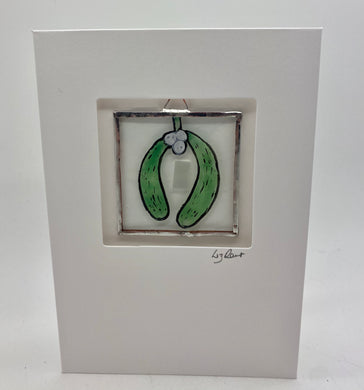 Liz Dart Stained Glass mistletoe stained glass greetings card Stroud 