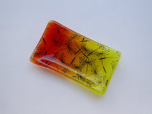 Load image into Gallery viewer, Eva Glass Design Orange and yellow dandelion clocks fused glass soap dish (EGD SDFS)