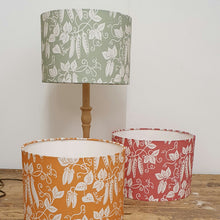Load image into Gallery viewer, Lizzie Mabley Fabric and Home Green Pea 20cm drum lampshade (Blue)
