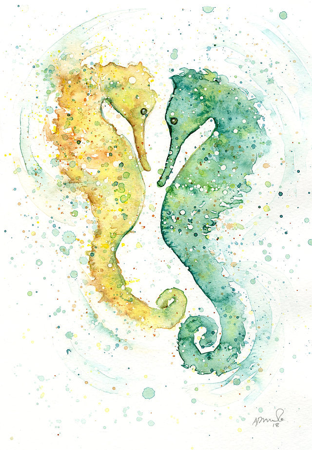 Amy Primarolo Art Seahorses greetings card