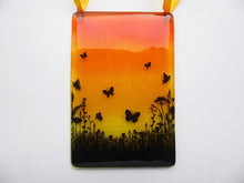 Load image into Gallery viewer, EvaGlass Design Orange and yellow butterfly meadow fused glass suncatcher (EGD BFSC)