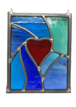 Load image into Gallery viewer, Liz Dart Stained Glass large leaded heart panel