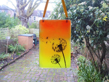 Load image into Gallery viewer, Eva Glass Design Orange and yellow dandelion fused glass suncatcher (EGD DDSC)
