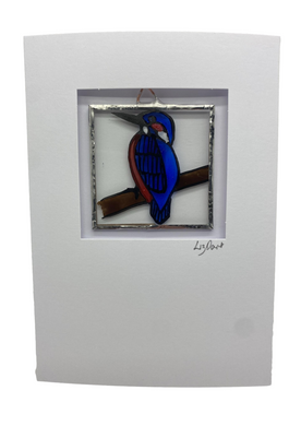 Liz Dart Stained Glass Kingfisher stained glass greetings card
