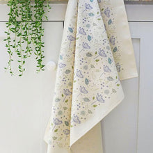 Load image into Gallery viewer, Charlotte Macey Printed cotton tea towel &quot;Blue Cow Parsley&quot;