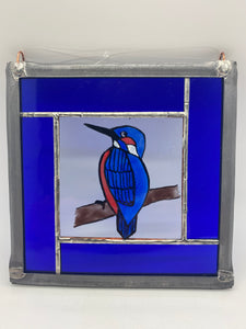 Liz Dart Stained Glass kingfisher panel Stroud